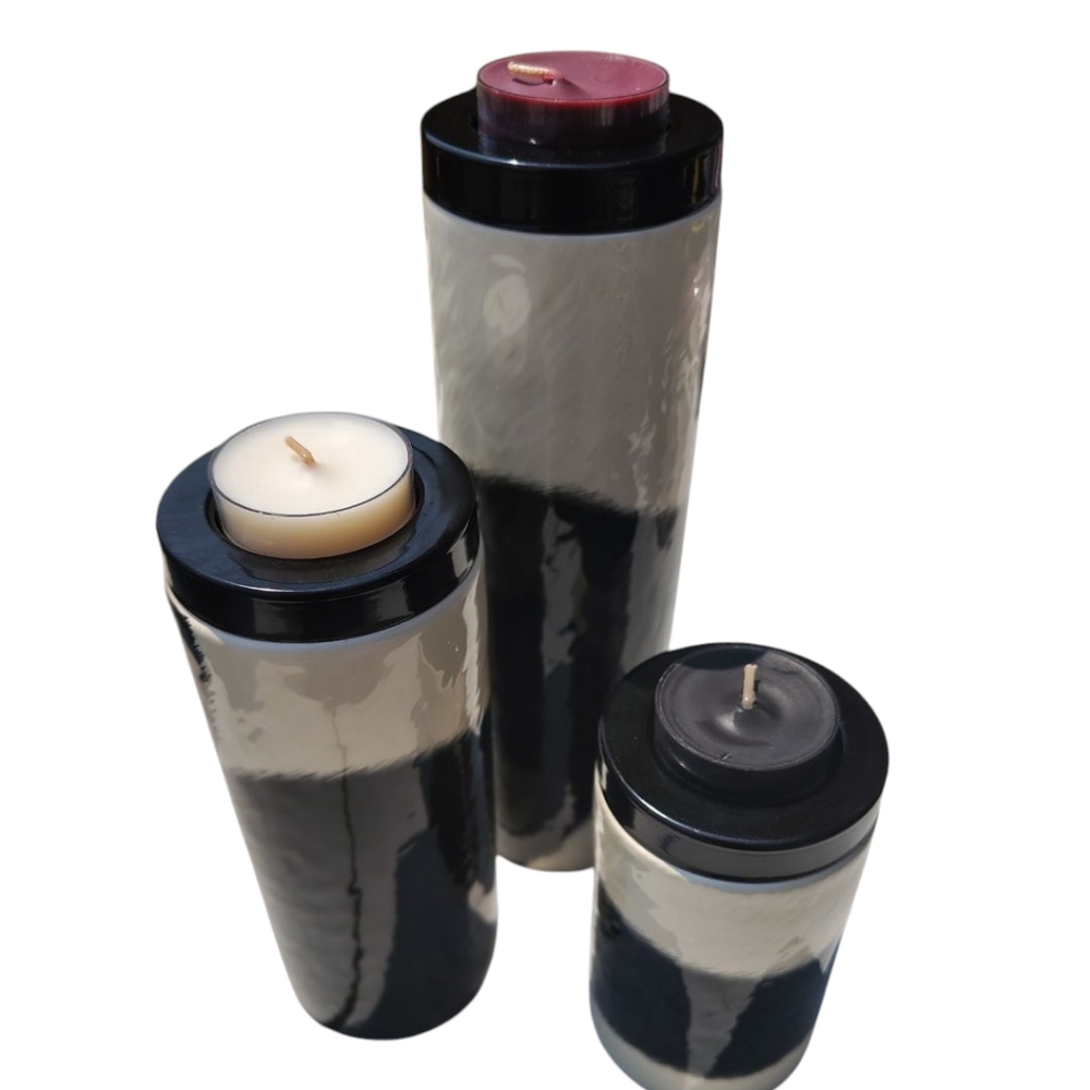 Gold Canyon Black and White Candle Holders Modern Accents